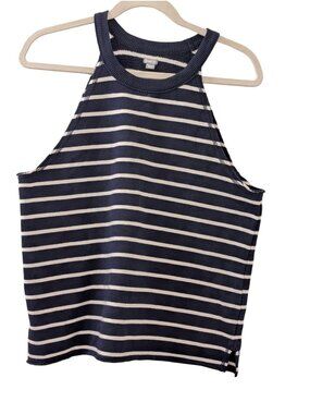 Aerie Striped Navy & White Halter Tank Top Womens L Casual Lightweight